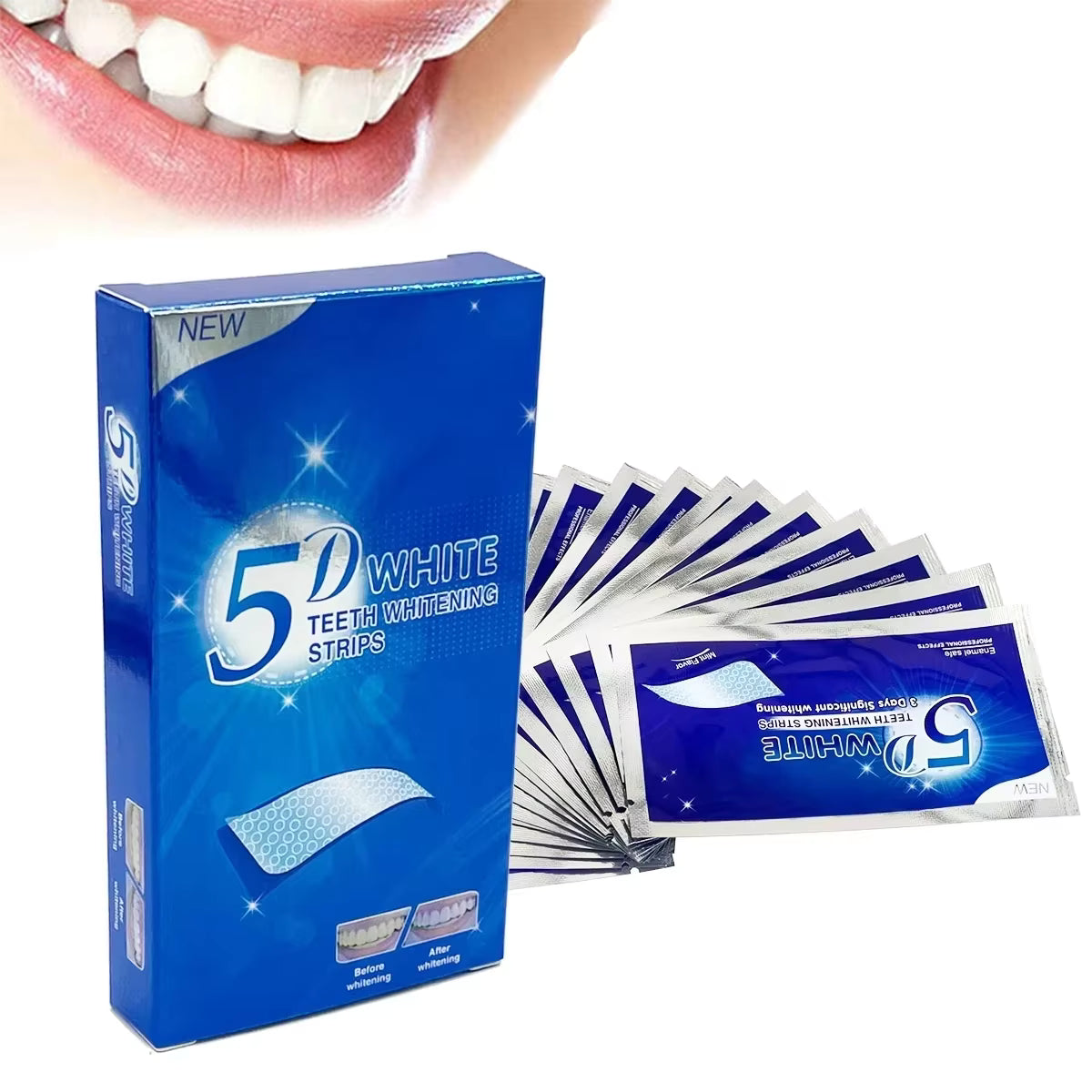 5D Whitening Teeth Stickers 7/14 Pairs Gel Whitening Strips Stain Removal Oral Hygiene Care Strip Dental Bleaching Tools Teeth