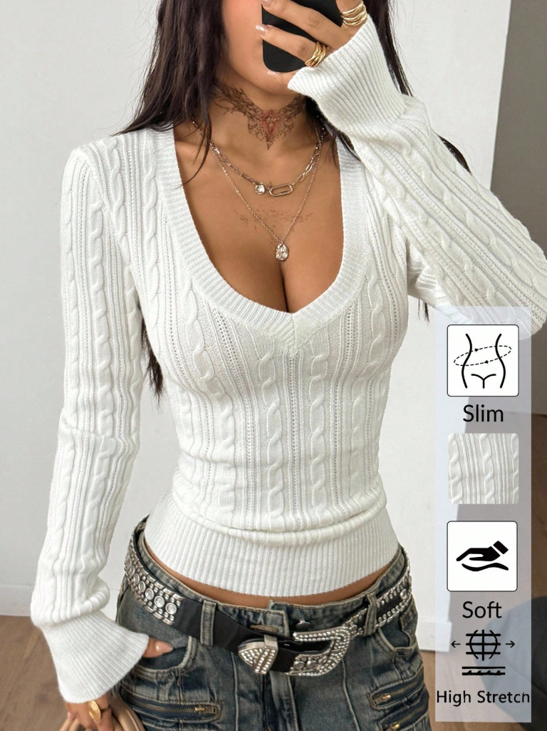 Coolane Women's Fall Winter Vintage Preppy Y2K Daily Wear Going Out Renaissance Fair Club Grey V-Neck Sweater,Fall