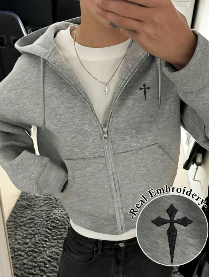 Manfinity Dauomo Men's Casual Loose Zip-Up Hoodie, Autumn/Winter