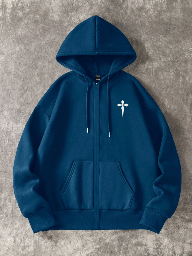 Manfinity Dauomo Men's Casual Loose Zip-Up Hoodie, Autumn/Winter