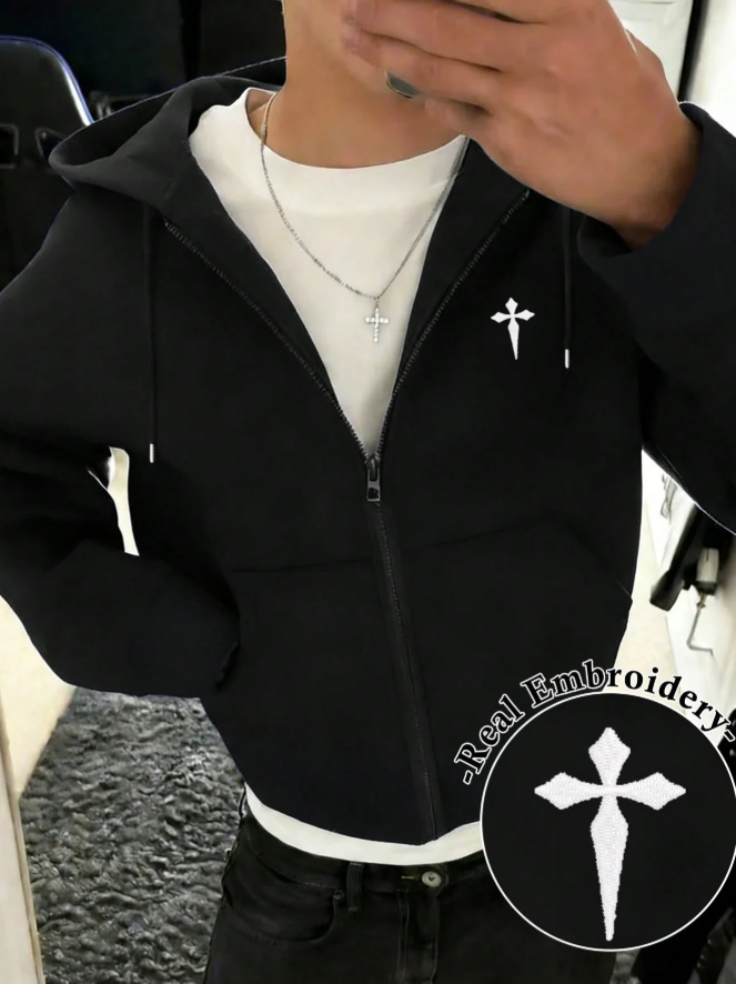 Manfinity Dauomo Men's Casual Loose Zip-Up Hoodie, Autumn/Winter