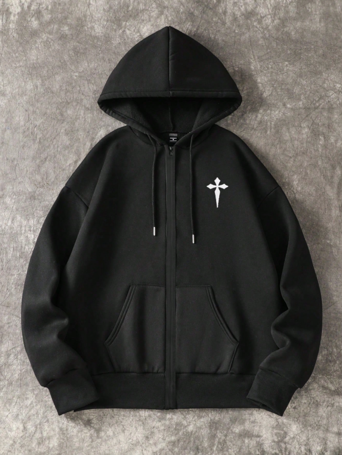 Manfinity Dauomo Men's Casual Loose Zip-Up Hoodie, Autumn/Winter