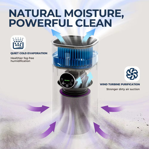 2-in-1 Air Purifier and Humidifier with H13 True HEPA Filter Suitable for People with Allergies and Pet Families, White